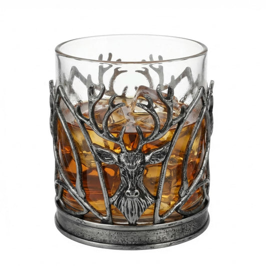 Stag Whiskey Glass, Single Piece, 11.8oz 3.7in Clear Borosilicate Alloy Sleeve