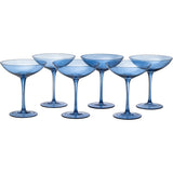 Cobalt Blue Colored Champagne Coupe Glasses 12oz Set of 6
