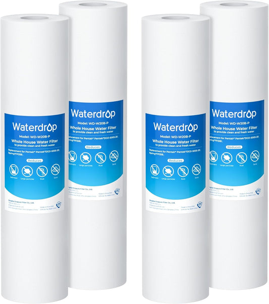 Waterdrop 20" x 4.5" Whole House Sediment Filter Water Filter Cartridge Replacement for Pentair®Pentek®DGD-5005-20, iSpring®FP25B, 3M® Aqua-Pure® AP810-2, 5 Micron, 4 Pick