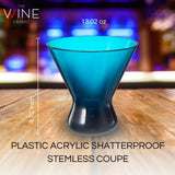 13-Ounce Colorful Pastel Plastic Stemless Martini Glasses (Set of 4)