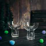 Hand Blown Margarita Glass – (Polka Dot Vintage Design)