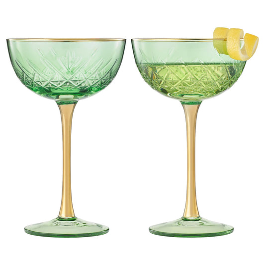 Vintage Art Deco Coupe for Champagne, Martini, Cocktails | Set of 2