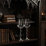 Silver Bat Wine Glasses Set of 2 Gothic Goblet Pair