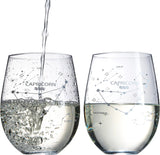 Set of 2 Zodiac Sign Wine Glasses with 2 Wooden Coasters (Capricorn)