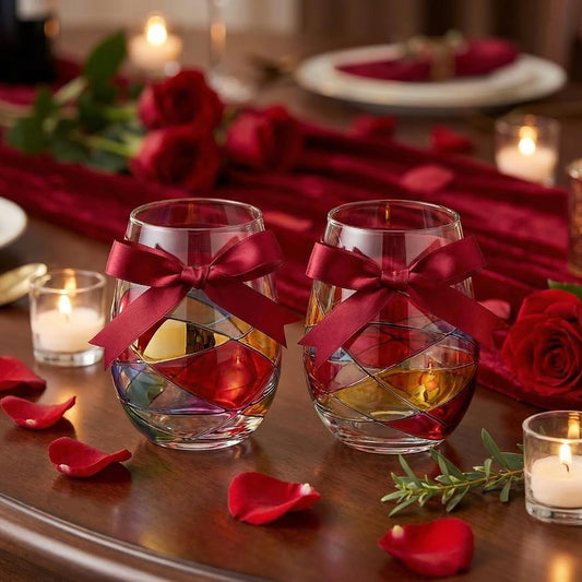 Artisanal Hand Painted Stemless Wine Glasses