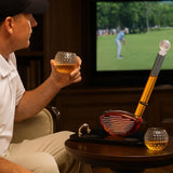 Golf Club Whiskey Decanter and 2 Liquor Glasses - 29 OZ Decanter & 15 OZ Glass Set