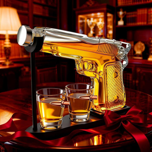 Whiskey Gun Decanter Set + 2 Bullet Glasses