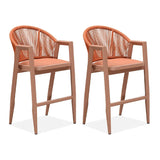 PURPLE LEAF Outdoor Bar Stools Set of 2 – Counter Stools Bar Stools with Aluminum Frame & Backrest for Patio, Kitchen Island & Bistro Stools