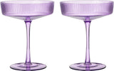 Ribbed Coupe Cocktail Glasses 8 oz | Set of 2 (Lavender, Set of 2)