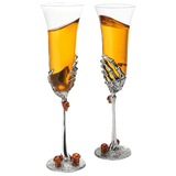 Stemmed Skeleton Champagne Glasses Set of 2