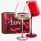 Valentine's Colored Red & Pink Crystal Wine Glasses | 2 Set