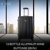 Wine Bottle Suitcase Aluminum | Holds 12 Standard 750 ML Bottles (26 IN)