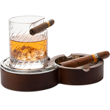Luxurious Cigar Glass - In A Leather Horseshoe Storage Case