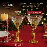 Golden Standing stag martini glasses set of 2