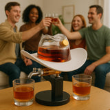 The Wine Savant Cowboy Hat Decanter, Western Style Rustic Design Glass - 800ml Clear