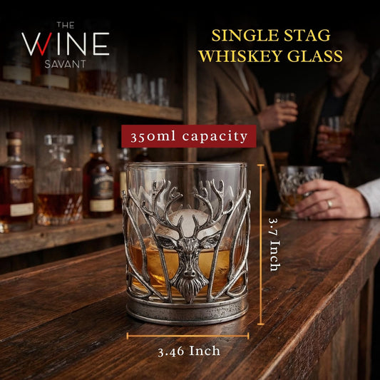 Stag Whiskey Glass, Single Piece, 11.8oz 3.7in Clear Borosilicate Alloy Sleeve
