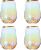 Festive Lustered Iridescent Stemless Wine - Set of 4