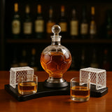 Soccer Whiskey Decanter Set with 2 Glasses & Holder Glasses