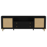 Arini Rattan Cane 2-door TV Stand Media Console Black