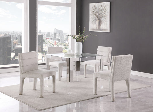 Casper Dining Table - Luxe Gold Frame with Clear Glass Top & Acrylic Legs for Stylish Dining Experience