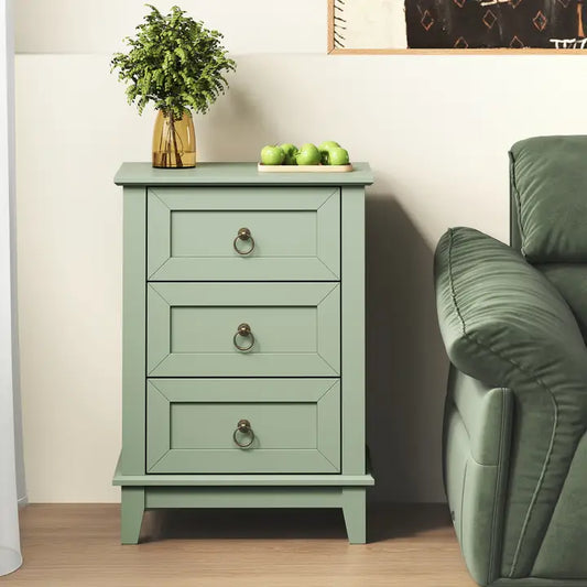 Modern 3-Drawer Wooden Nightstand, Tall & Narrow