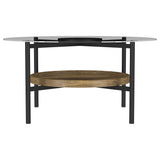 Delfin Round Glass Top Coffee Table Black and Brown
