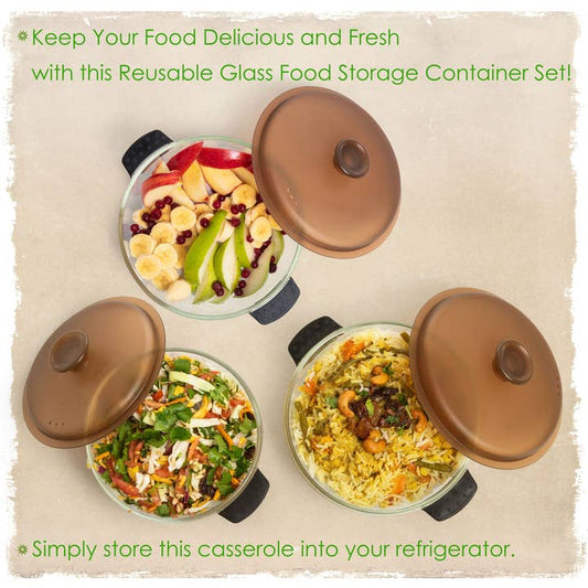 Moss & Stone 3-Piece Glass Casserole Set