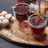4 Double Wall Glass Coffee Mugs with 2 Spoons