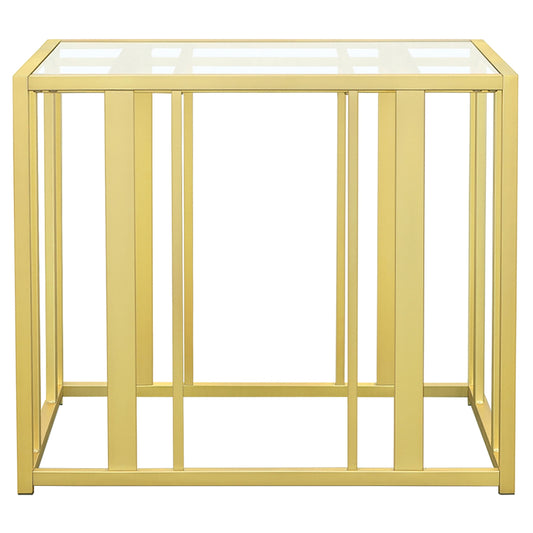 Adri Rectangular Glass Top Side End Table Matte Brass