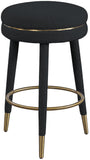 Coral Contemporary Swivel Counter Stool with Luxurious Boucle Fabric and Elegant Gold Accents