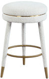 Coral Contemporary Swivel Counter Stool with Luxurious Boucle Fabric and Elegant Gold Accents