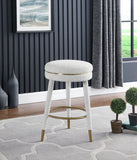 Coral Contemporary Swivel Counter Stool with Luxurious Boucle Fabric and Elegant Gold Accents