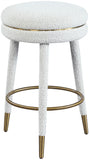 Coral Contemporary Swivel Counter Stool with Luxurious Boucle Fabric and Elegant Gold Accents
