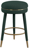 Coral Contemporary Swivel Counter Stool with Luxurious Boucle Fabric and Elegant Gold Accents