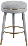 Coral Contemporary Swivel Counter Stool with Luxurious Boucle Fabric and Elegant Gold Accents