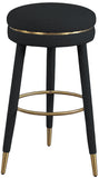 Coral Contemporary Swivel Bar Stool with Luxurious Boucle Upholstery and Elegant Gold Accents
