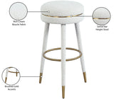 Coral Contemporary Swivel Bar Stool with Luxurious Boucle Upholstery and Elegant Gold Accents