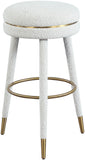 Coral Contemporary Swivel Bar Stool with Luxurious Boucle Upholstery and Elegant Gold Accents