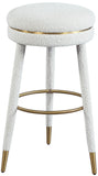 Coral Contemporary Swivel Bar Stool with Luxurious Boucle Upholstery and Elegant Gold Accents