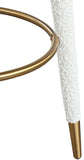 Coral Contemporary Swivel Bar Stool with Luxurious Boucle Upholstery and Elegant Gold Accents
