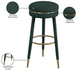 Coral Contemporary Swivel Bar Stool with Luxurious Boucle Upholstery and Elegant Gold Accents