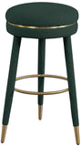 Coral Contemporary Swivel Bar Stool with Luxurious Boucle Upholstery and Elegant Gold Accents