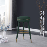 Coral Contemporary Swivel Bar Stool with Luxurious Boucle Upholstery and Elegant Gold Accents