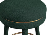 Coral Contemporary Swivel Bar Stool with Luxurious Boucle Upholstery and Elegant Gold Accents
