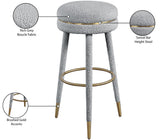 Coral Contemporary Swivel Bar Stool with Luxurious Boucle Upholstery and Elegant Gold Accents