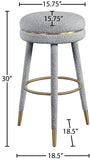 Coral Contemporary Swivel Bar Stool with Luxurious Boucle Upholstery and Elegant Gold Accents