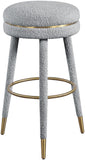 Coral Contemporary Swivel Bar Stool with Luxurious Boucle Upholstery and Elegant Gold Accents