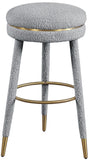 Coral Contemporary Swivel Bar Stool with Luxurious Boucle Upholstery and Elegant Gold Accents
