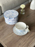 Blue Flowers Porcelain Cup & Saucer Gift Set