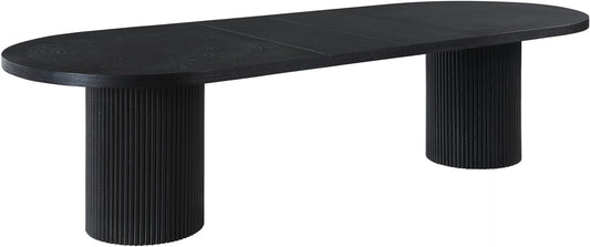 Belinda Mid-Century Modern Solid Wood Dining Table with Unique Fluted Bases and Adjustable Leaves